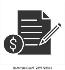 Ilustración vectorial de icono de glifo de contrato
