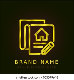 Contract golden metallic logo
