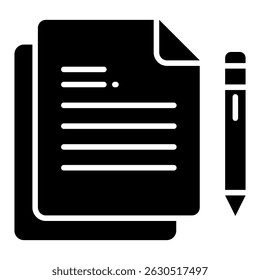 Icono de glifo de contrato. Diseño de icono de Vector simple en estilo gylph. Formato de Vector editable