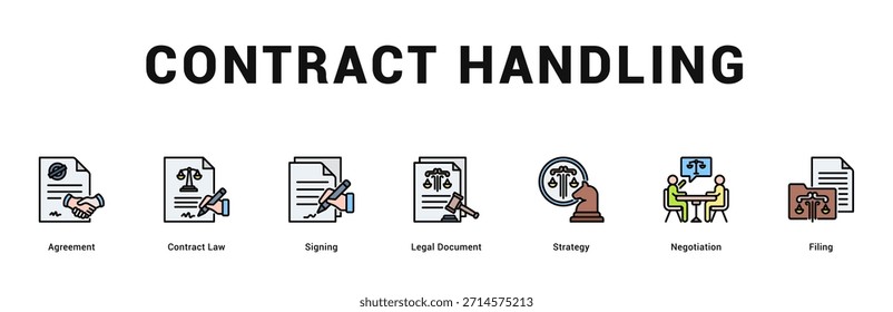 Ilustración de Anuncio de Web moderno y limpio con iconos temáticos para la comunicación visual