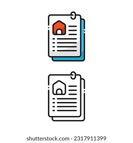 Diseño del icono de la casa de contrato en dos colores de variación
