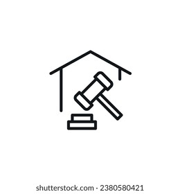 Contract for a house. Sale of real estate linear icon. Thin line customizable illustration. Contour symbol. Vector isolated outline drawing. Editable stroke
