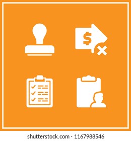 contract icon. 4 contract vector set. transaction, clipboard and stamp icons for web and design about contract theme