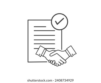Contract icon. Agreement icon isolated on white background. Flat design. Business concept. Vector illustration.