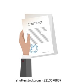 Contract icon agreement pen on desk flat business illustration vector