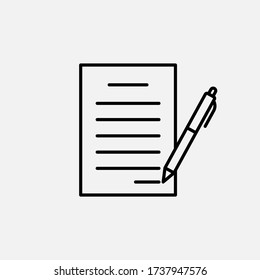 Contract icon. Agreement and report, document symbol. logo. Outline design editable stroke. For yuor design. Stock - Vector illustration