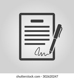 The contract icon. Agreement and signature, pact, accord, convention symbol. Flat Vector illustration