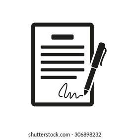 The contract icon. Agreement and signature, pact, accord, convention symbol. Flat Vector illustration