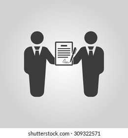 The contract icon. Agreement and signature, pact, partnership, negotiation symbol. Flat Vector illustration