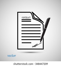 The contract icon. Agreement and signature, pact, accord, convention symbol. Vector