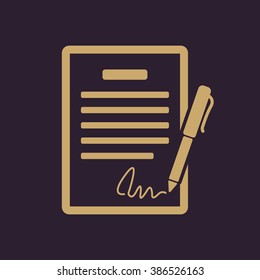 The contract icon. Agreement and signature, pact, accord, convention symbol. Flat Vector illustration