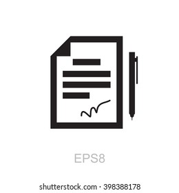 The contract icon. Agreement and signature, pact, accord, convention icon in flat style, vector illustration