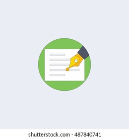 The contract icon. Agreement and signature, pact, accord, convention symbol. Flat Vector illustration