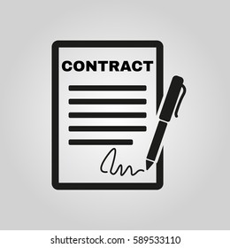 The contract icon. Agreement and signature, pact, accord, convention symbol. Flat Vector illustration