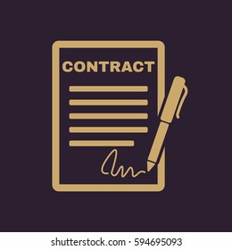 The contract icon. Agreement and signature, pact, accord, convention symbol. Flat Vector illustration