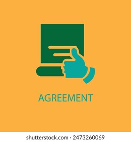 The contract icon. Agreement and thumb, pact, accord, convention symbol. Flat