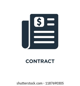 Contract icon. Black filled vector illustration. Contract symbol on white background. Can be used in web and mobile.