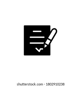 Contract Icon in black flat glyph, filled style isolated on white background