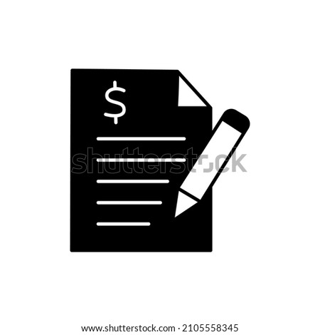 Contract Icon in black flat glyph, filled style isolated on white background