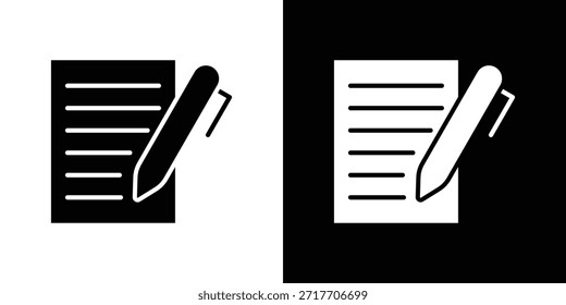 Contract icon black flat pictogram. For graphic and web design.