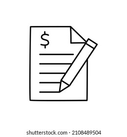 Contract Icon  in black line style icon, style isolated on white background