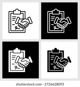 Icono de contrato con fondo blanco y negro