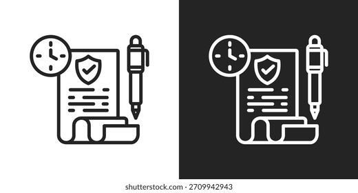 Icono De Contrato En Estilo De Línea En Blanco Y Negro