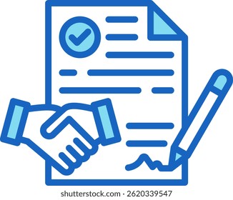 Contract Icon Blue Vector Illustration