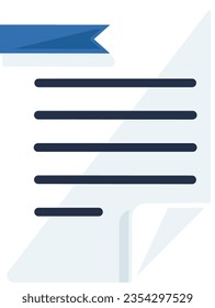 Contract icon with bookmark and curled corner. Message to conclude agreement and legal contract. Electronic document management. Simple flat vector symbol isolated on white background