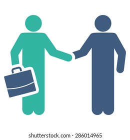 Contract icon from Business Bicolor Set. This flat vector symbol uses cobalt and cyan colors, rounded angles, and isolated on a white background.