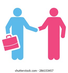 Contract icon from Business Bicolor Set. This flat vector symbol uses pink and blue colors, rounded angles, and isolated on a white background.