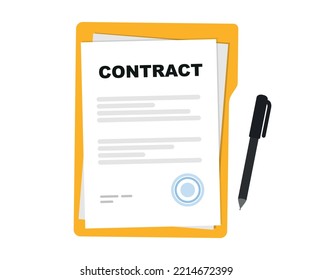 Contract icon. Business concept of contract signing. Conclusion of a contract, successful partnership, cooperation. Business financial agreement or contract