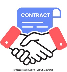icono de contrato y apretón de manos de negocios