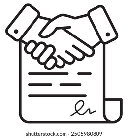 icono de contrato y apretón de manos de negocios