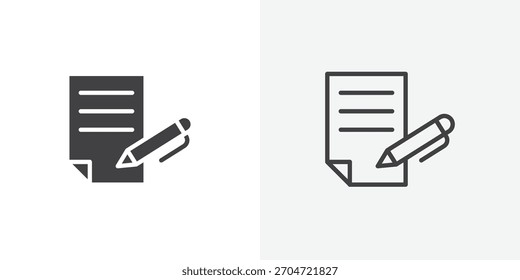 Contract icon. collection of editable stroke line and solid flat styles.