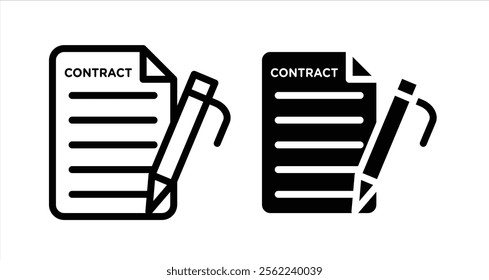 Contract Icon collection in filled and stroke style.