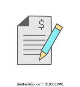 Contract Icon in color icon, isolated on white background 