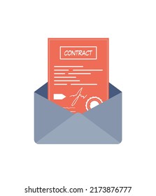 Icono de contrato. El concepto de conseguir un trabajo. Aislado. Vector.