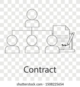 Contract icon concept on transparency background. Business idea symbols.  Line vector illustration use for your project.