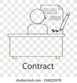 Contract icon concept on transparency background. Business idea symbols.  Line vector illustration use for your project.