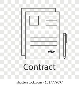 Contract icon concept on transparency background. Business development idea design. Line vector illustration use for your mobile and web apps.