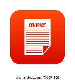 Contract icon digital red for any design isolated on white vector illustration