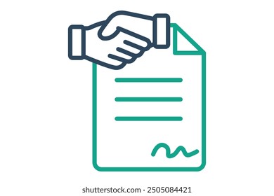 Contract icon. document with handshake. line icon style. icon related to law and justice.  law elements vector illustration