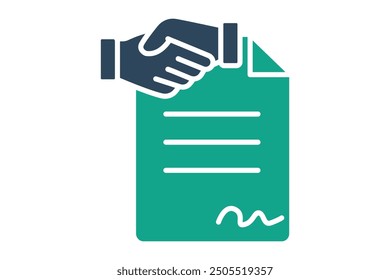 Contract icon. document with handshake. solid icon style. icon related to law and justice.  law elements vector illustration