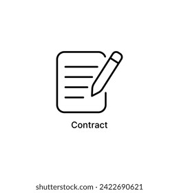 Contract icon, document, paper, contract, pen, pencil, write, writing, portable document format, summary