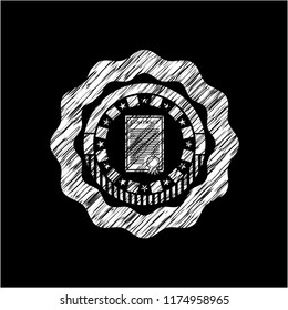 contract icon drawn chalk emblem, retro style, chalk or chalkboard texture