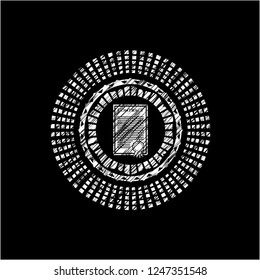 contract icon drawn chalk emblem, retro style, chalk or chalkboard texture