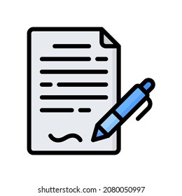 Contract Icon, Filled Line style icon vector illustration, Suitable for website, mobile app, print, presentation, infographic and any other project.