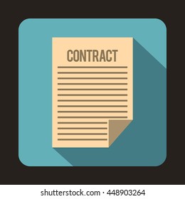 Contract icon in flat style on a light blue background