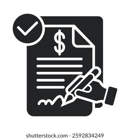 Contract Icon Glyph Style. Vector Illustration For Graphic Design